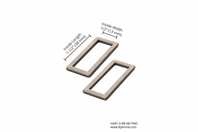 1.5 inch Flat Rectangle Rings Antique Brass
