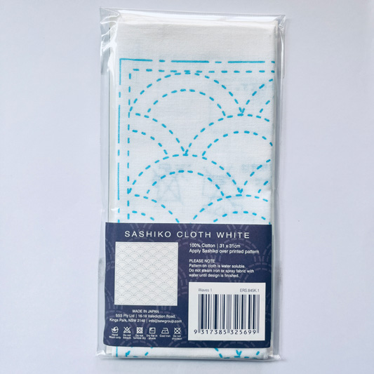 Sashiko Cloth - Waves in White - 1