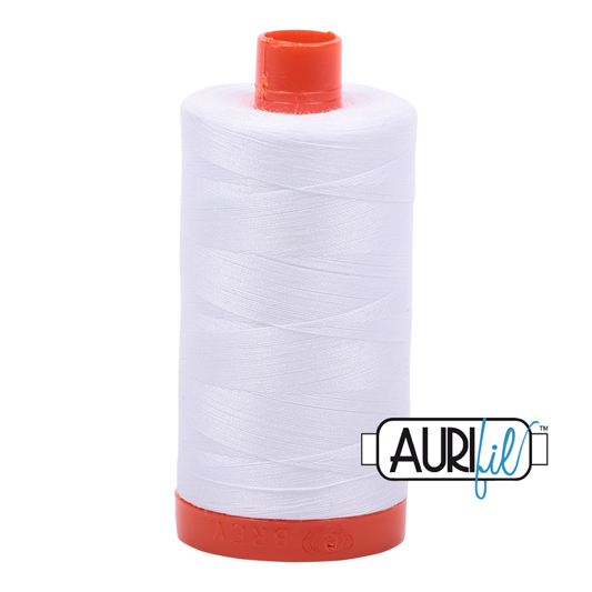 Aurifil 50wt Cotton Mako' 1300m Spool - 2024 White