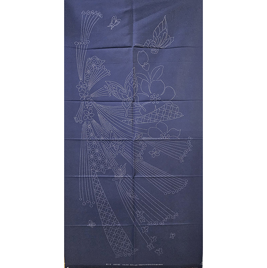 Design #05 Washout Sashiko Panel - Noshi Ribbons and Butterflies - Image 2
