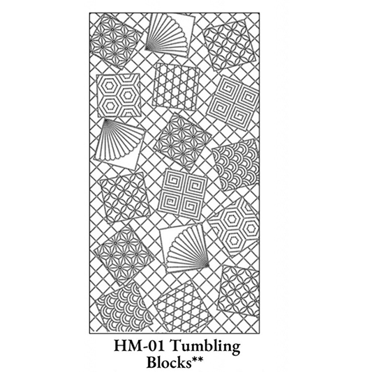 Design #01 Washout Sashiko Panel - Tumbling Blocks - Image 2
