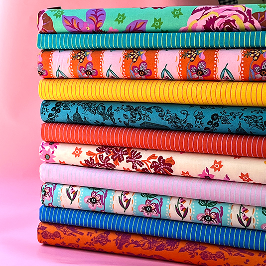 A Spring in Paris by Nathalie Letè and Tula Pink Mini Stripes Fat-Eighth Bundle - Image 2