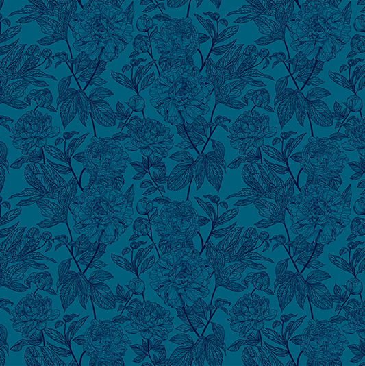 Indelible by Anna Maria Textiles - Peony in Ocean - AMT1003-47L - Image 2