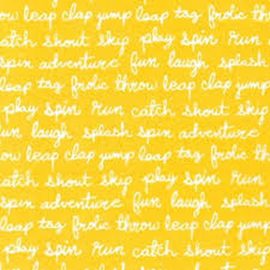 Robert Kaufman Cozy Cotton SRKF-17652-5 Yellow Text