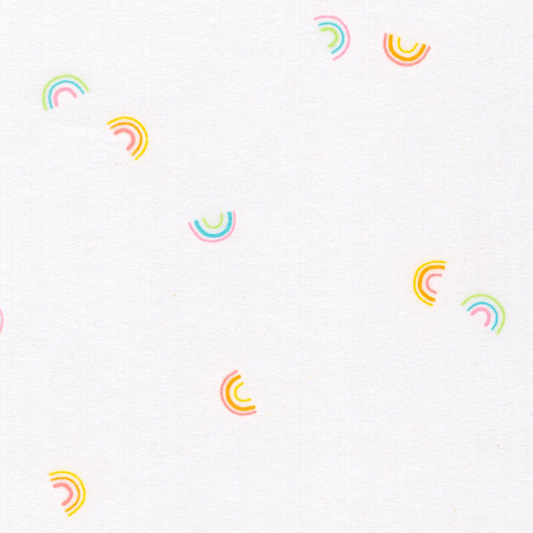 Robert Kaufman Cozy Cotton SRKF-21361-1 WHITE Rainbows